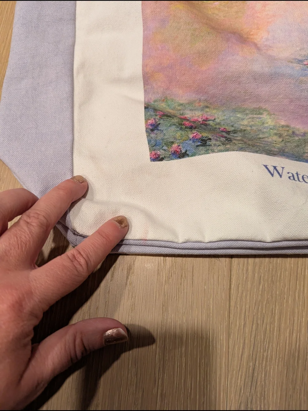 Monet Water Lilies Canvas Tote - Pastel Lavender & Cream